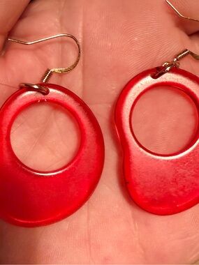Red Prystal Bakelite art deco /goldtone Drop Earrings - Women Jewelry